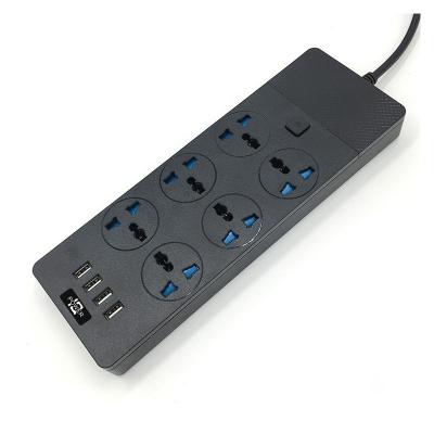 China Universal PC+copper sheet 6 outlets EU plug and 4 USB UK US standard power strip switch extension socket for sale