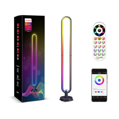 China Seven-color floor lamp RGB color U-shaped floor Ring Living Room Bedroom Atmosphere modern magic smart graffiti lamp for sale