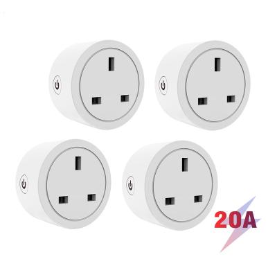 China With Power Monitoring Wholesale UK Tuya WiFi Wireless Smart Socket Wall Outlet IP44 With Alexa 20A Power Monitoring for sale