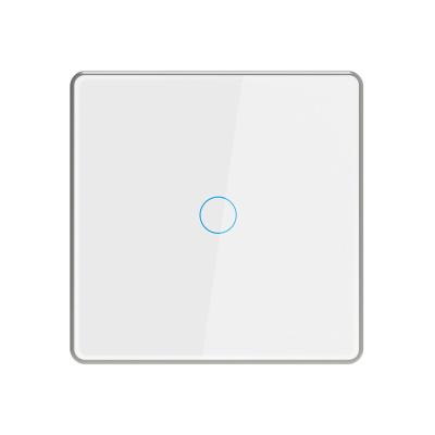 China Touch Screen Light Wall Switch EU UK 1 Band Tuya Smart Zigbee High Grade Aluminum Frame Touch Switch No Magnetic Capacitive Wall Keep App Voice Sync for sale