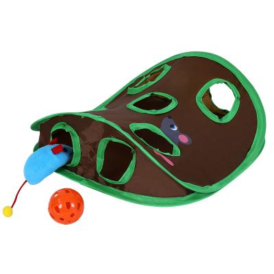 China Small Moq Cat Nine-hole Mouse Hole Folding Interactive Pet Toy Indoor Pet Educational Toy for sale