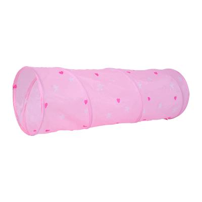 China Excellent Quality Kids Foldable Indoor Taffeta Tunnel Game Foldable Pink Tunnel for sale