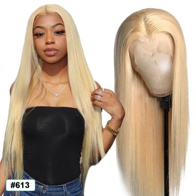 China Brazilian Human Hair Wigs Lace Frontal Wigs 613# Bone Wave Lace Front Human Hair Wigs Wholesale Transparent Swiss Lace Silky Straight Full Seller for sale