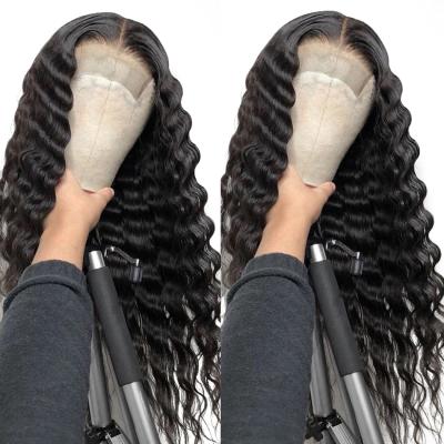 China Transparent Deep Wave HD Lace Hair Wigs,Wholesale Brazilian Lace Front Wigs,Original Raw Human Hair Wigs For Black Women for sale