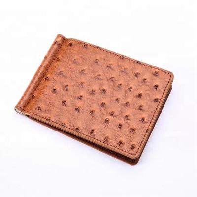 China Hot Selling RFID Ostrich Skin PU Leather Credit Card Holder Slim Money Clip Wallet for sale