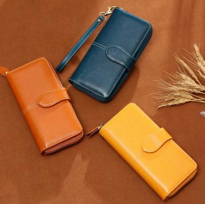 China 2021 Women's Wallet Lady Wallet Women's Clutch Purse Cowhide Waterproof Leather Zipper Ladies Long Wallet for sale