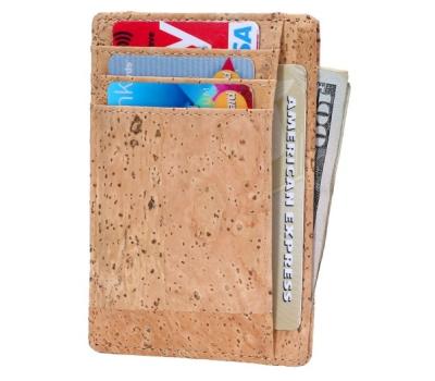 China Vintage Minimalist Rfid Blocking Slim Cork Wallet Pocket Credit Card Holder for sale