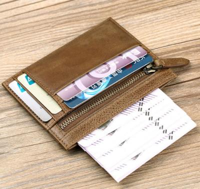 China Slim Fashion Zipper Coin Wallet RFID Blocking Leather Credit Card Holder for sale