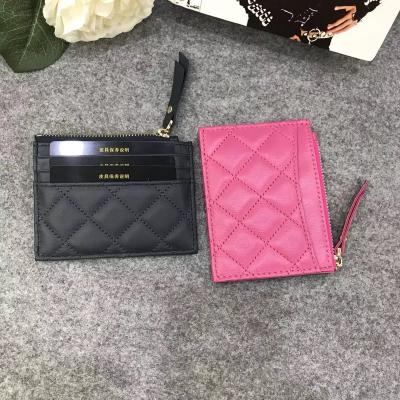 China Fashion ladies credit card holder sheepskin leather mini coin card wallet for women for sale