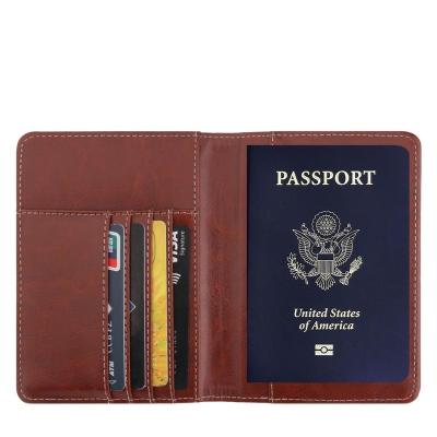 China Vintage Fashion Travel Passport Wallet RFID Blocking PU Leather Passport Holder for sale