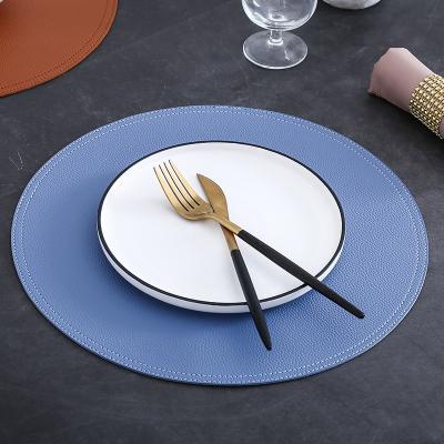 China Viable Custom Made Leather Dining Area Rug Kitchen Round Leather Place Mat Table Mat for sale