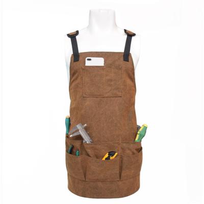 China Vintage Canvas Electrician Repair Tool Pockets Apron Garden Work Apron Canvas Tool Apron for sale