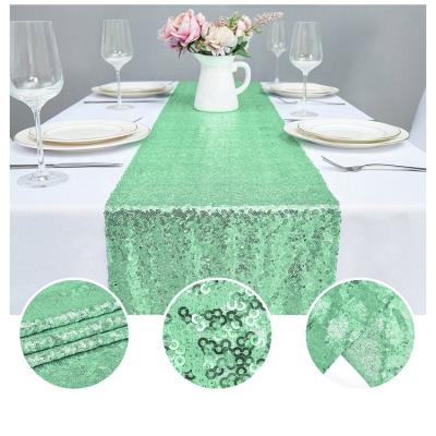 China Luxury embroidery table runner fancy design custom glitter made sequin embroidery table runner for party for sale