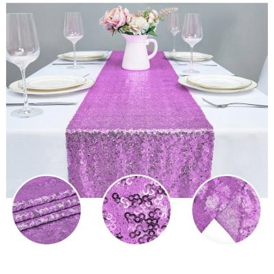 China Hot Selling Lightweight Shiny Embroidered Table Runner Decoration Products Sequin Table Runner For New Year Home Party Decoration for sale