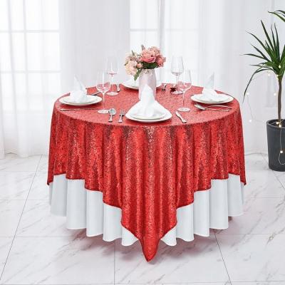 China Light Weight Modern Style High Quality Colorful Embroidery Sequin Soft Round Tablecloth For Wedding Party for sale