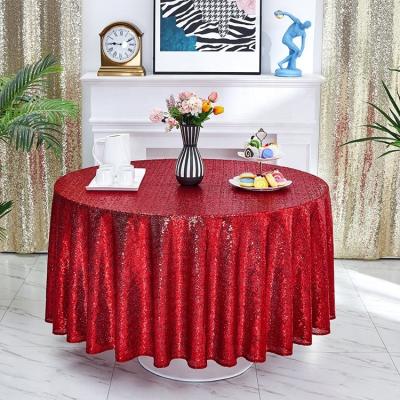 China Lightweight Wholesale Modern Scenic Style 100%Polyester Circular Sequin Embroidered Table Cloths For Party for sale