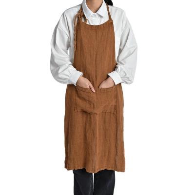 China C2U Color Washed French Simple Durable Using 100% Linen Aprons for sale