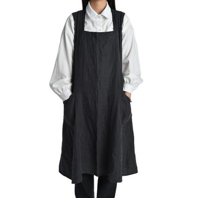 China Washable C2U Apron Stonewashed Canvas Dress for Kitchen with 2 Pockets for sale