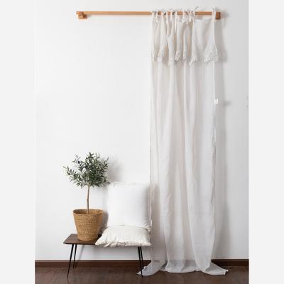 China C2U Pure Color Washed Ties Plain White Decoration Curtain Cloth for sale