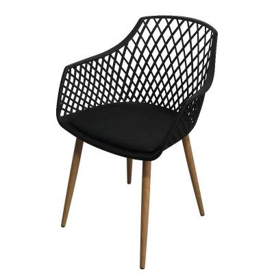 China China Modern High Quality Wooden Stackable Plastic Chair With Armrest Dining Plastic Chair Cafe Chair for sale