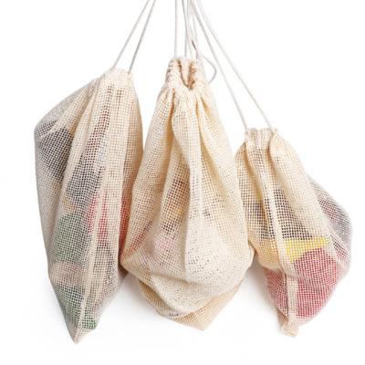 China Soft-loop Customization Reusable Eco Friendly Shopping Grocery Bag Net Product Cotton Mesh Organic Fruit Bag for sale