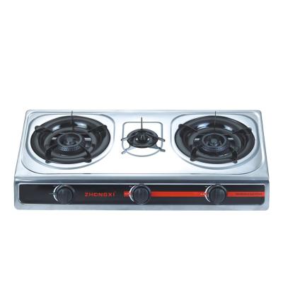 China Home Kitchen Eco Besse Gas Burner Blue Flame Home Appliance Cooker Cooktops Cast Iron Hotel 3 Burner Gas Stove Appliances for sale