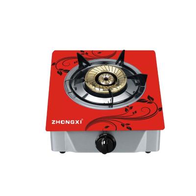 China Hot Sale Bangladesh Hotel Glass Top Single Burner Gas Stove CKD SKD Tempered Glass Gas Stove Brass Family Kitchen Appliance for sale