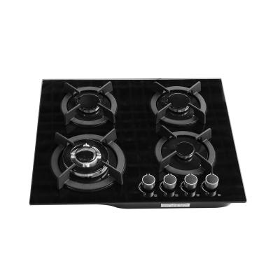 China Hotel Glass Ceramic 4 Burners Built In Gas Hob Black Tempered Glass Sabaf Burners Built In Gas Cooktops With Battery Safety Feature for sale