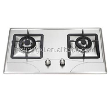 China Hotel 2 Burners Stainless Steel Gas Stove Home Appliances for sale