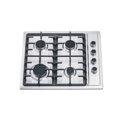 China Hotel Stainless Steel 4 Burner Sabaf Burner Built In Gas Cooktop Kitchen Cooking Appliance Built In Gas Hob Cover LPG Brass NG Stove for sale