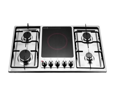 China Hotel Silver Stainless Steel Built In 5 Burner Electric Induction Cooker 4+1 Sabaf Electric Ceramic Cooker Gas Cooktop for sale