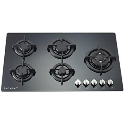 China Hotel Safety Device 5 Burners Built In Gas Cooktops Kitchen Cooktops Home Use 5 Burners LPG NG Gas Hob Home Built In Cooker for sale