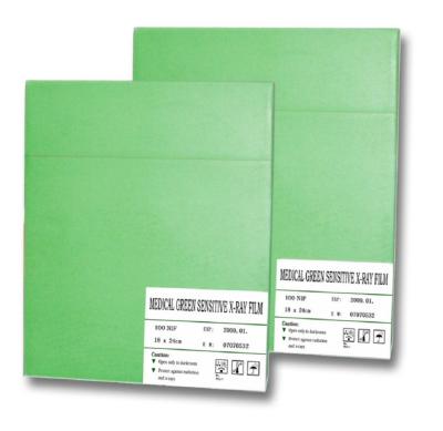 China Green Sensitive X Ray Film For Bones And Soft Tissue Examination 25x30cm for sale