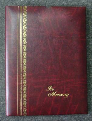 China Burgundy Gold Stamped Register Funeral Memorial Books 6Ring Binder for sale