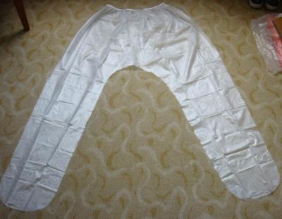 China PVC Mortuary Garments Undergarments Capri Pants Clear or White Vinyl All Heat Sealed for sale