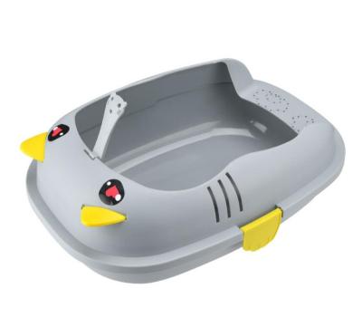 China 2022 Viable New Cute Cat Toilet Accessories Pet Clean Up Large Space Plastic Cat Litter Box for sale