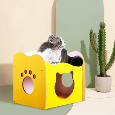 China Wholesale 2021 New Style Breathable Villa Style Cat House Wooden Pet Cat House for sale