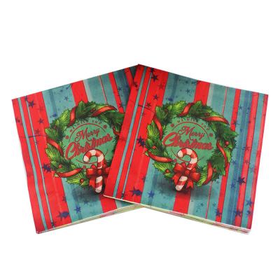 China Natural Raw Wood Pulp Christmas Party Napkins Printed Napkins Colored Printed Paper Napkins For Hotel Home Restaurant for sale