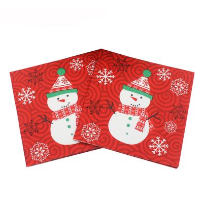 China Merry Christmas Christmas Party Printed Paper Napkins Snowman Paper Napkin Wholesale Table Napkins for sale