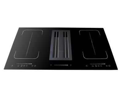 China European hotel style downair hood with 4 burner induction hob combined for sale