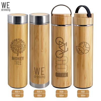 China BS01 Disposable Stock 17oz 480ml No Min Natrual Tea Cup Insulated Bamboo Tumbler With Strainer Infuser for sale