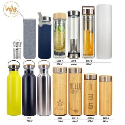 China BS04 550ml 19oz Triple Wall Viable Vacuum Flask Insulated Bamboo Water Tea Infuser Bottle for sale