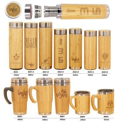 China BM04 340ml 12oz disposable original bamboo coffee tumbler with bamboo handle for coffee tea and milk for sale