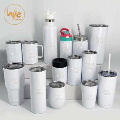 China ST07 20oz Disposable Skinny White Straight Sublimation Masks Stainless Steel Tumblers With Metal Straws for sale