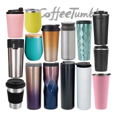 China ST03 485ml Disposable Stainless Steel Vacuum Insulated Double Wall Travel Mug with Splash Proof Sliding Lid and Straw for Coffee Tea for sale