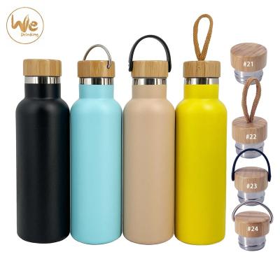 China ss01 600ml 750ml 1000ml double wall vacuum bottle sustainable water bottle stainless steel bamboo lid with handle for sale