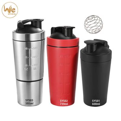 China Sustainable 2021 wholesale Custom Logo Leak Proof BPA Free Stainless Steel Fitness Gym Sport Protein Shaker Bottle for sale