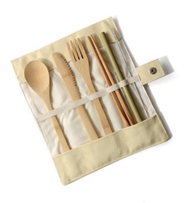 China Stocked Disposable Customize Spoon Eco Friendly Dinner Chopstick Fork Remover Straw Toothbrush Knife Nature Bamboo Cutlery Set for sale