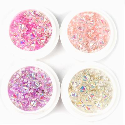 China Colorful Round Cute Case Resin 3D Skirts Bowknot Nail Charms For DIY Nail Decor for sale