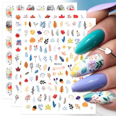 China 3D Autumn Maple Leaf Self-adhesive Self-adhesive Nail Art Stickers Decals for Women and Girls DIY Acrylic Nail Art for sale